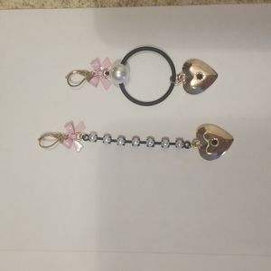 Betsey Johnson earrings with hearts, pearls and bows NWOT